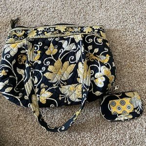 Authentic Black, Yellow and White Vera Bradley Shoulder Bag.